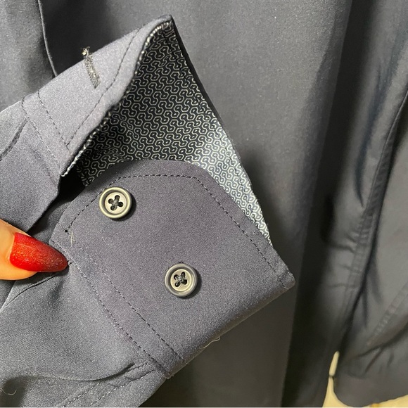 Tom Blaine Large  Men's Deep Blue Button Down Shirt - Picture 8 of 10